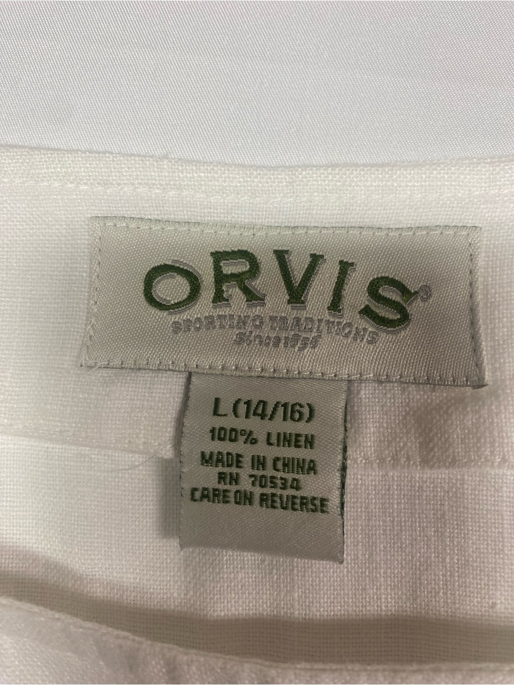 Orvis White 100% Linen Sleeveless Shell Top Women’s Large - Picture 3 of 3